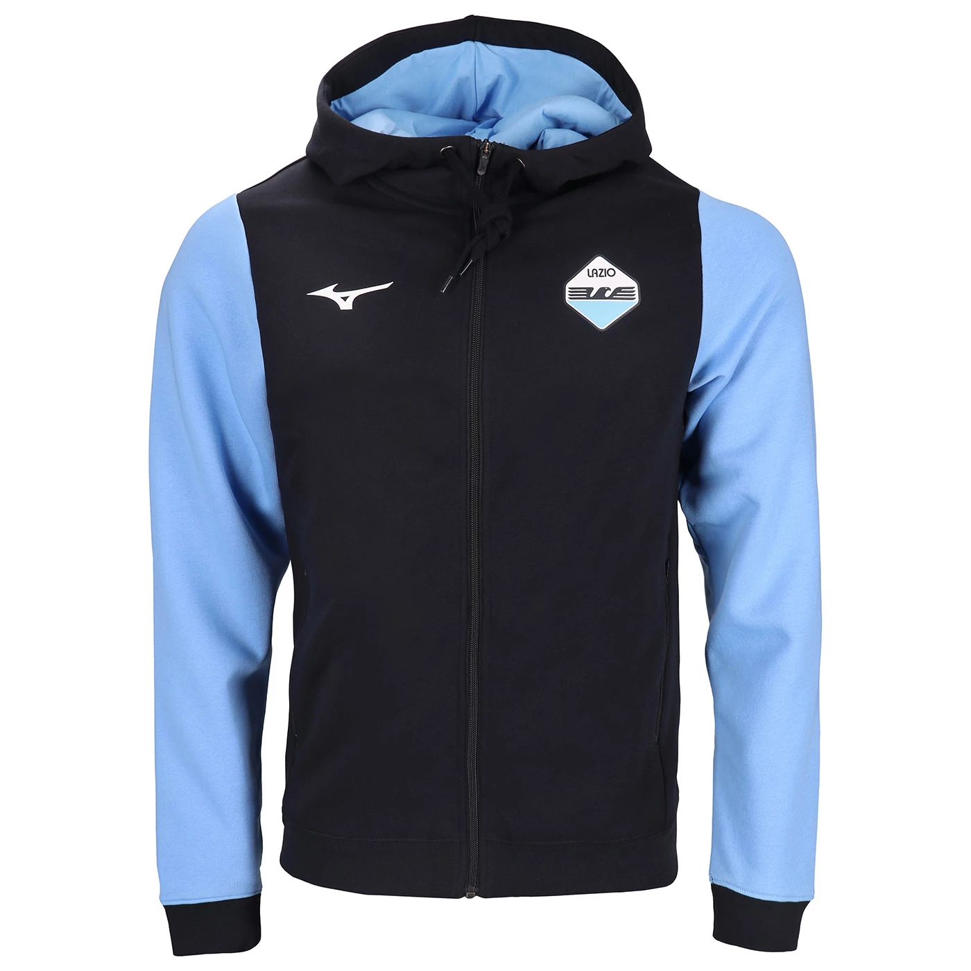 SS LAZIO FAN BLACK AND LIGHT BLUE FULL ZIP HOODIE 2023/24