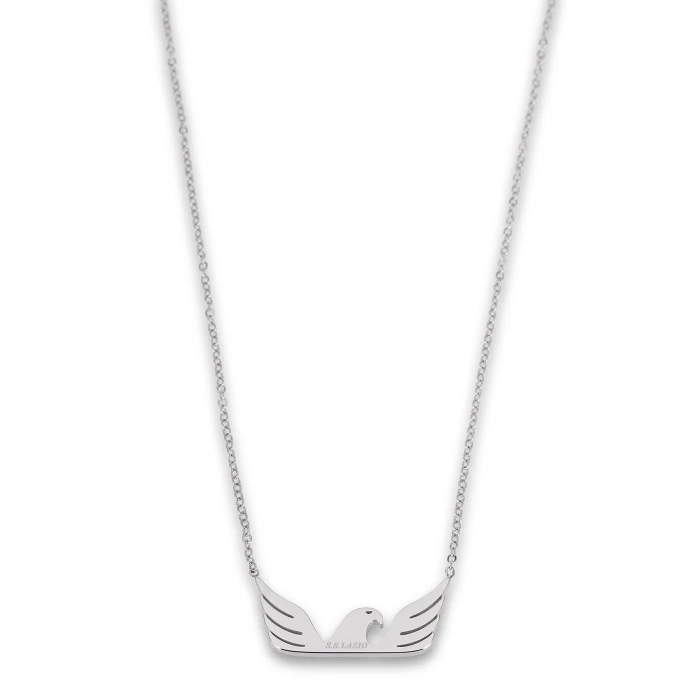 LAZIO STEEL NECKLACE WITH SMALL ENAMELED LOGO